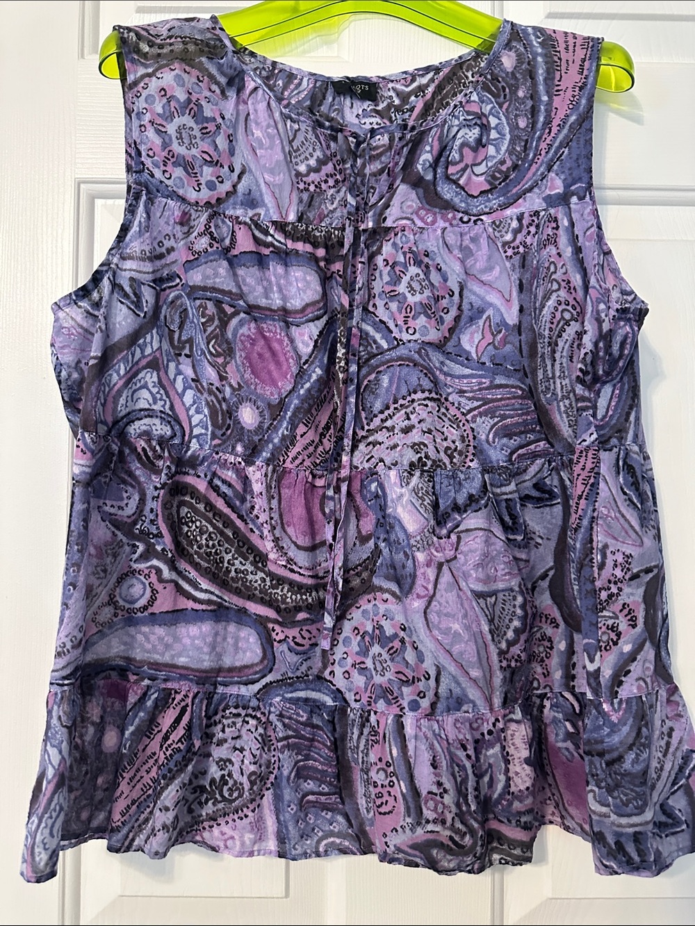 Talbots Purple Paisley Sleeveless Tie-Front Camisole